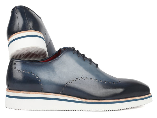 Paul Parkman Men's Smart Casual Wingtip Oxfords Navy (ID#187-NAVY