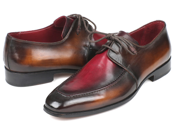 Paul Parkman Brown & Bordeaux Dual Tone Apron Derby Shoes (ID#33BB12) EU 39