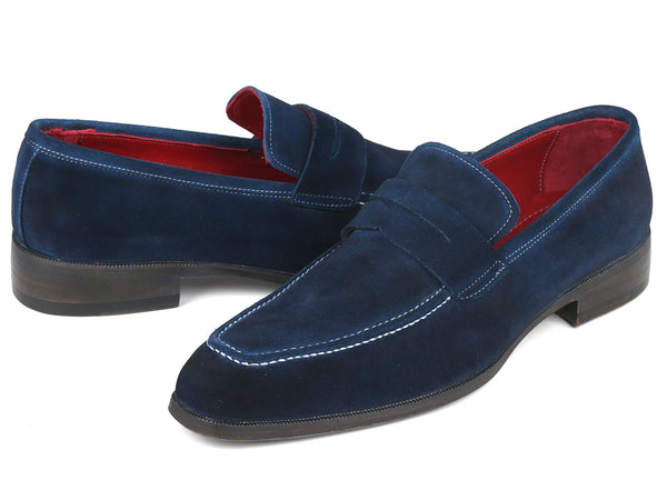 Navy Blue Loafers Men - Navy Blue Suede Penny Leather Driving Shoes –  DonNino