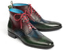 Paul Parkman Wingtip Ankle Boots Three Tone Green Blue Bordeaux (ID#777-GRN-BLU)