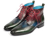Paul Parkman Wingtip Ankle Boots Three Tone Green Blue Bordeaux (ID#777-GRN-BLU)