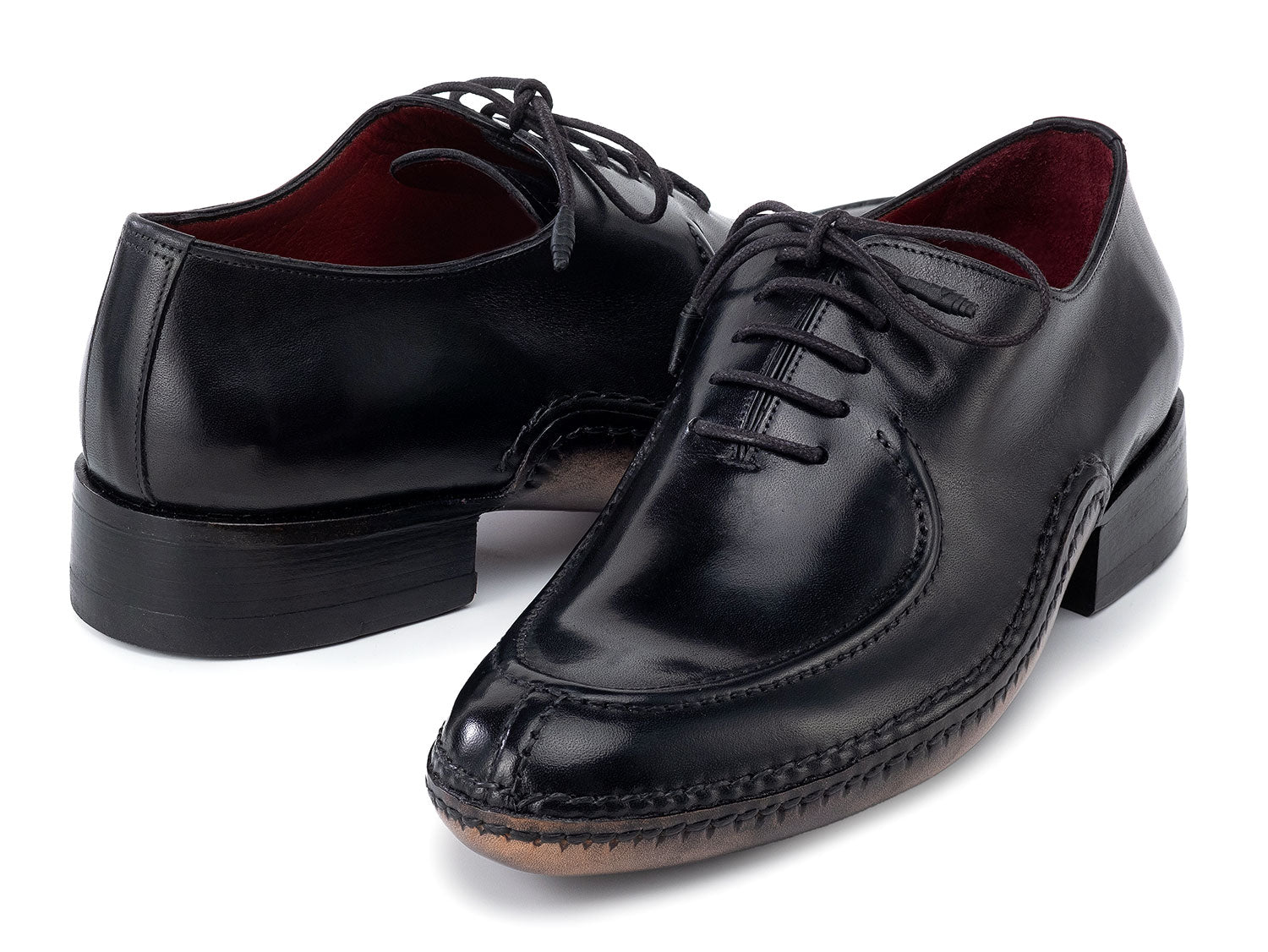 Paul Parkman Opanka Stitched Men's Split-Toe Black Leather Oxford Shoes (ID#054-BLK) EU 45 - US 11.5 Paul Parkman Opanka Stitched Men's Split-Toe Black Leather Oxford Shoes (ID#054-BLK) EU 45 - US 11.5