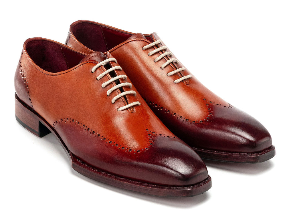 Paul Parkman Goodyear Welted Wingtip Oxfords Bordeaux & Camel (ID#081-RDT)