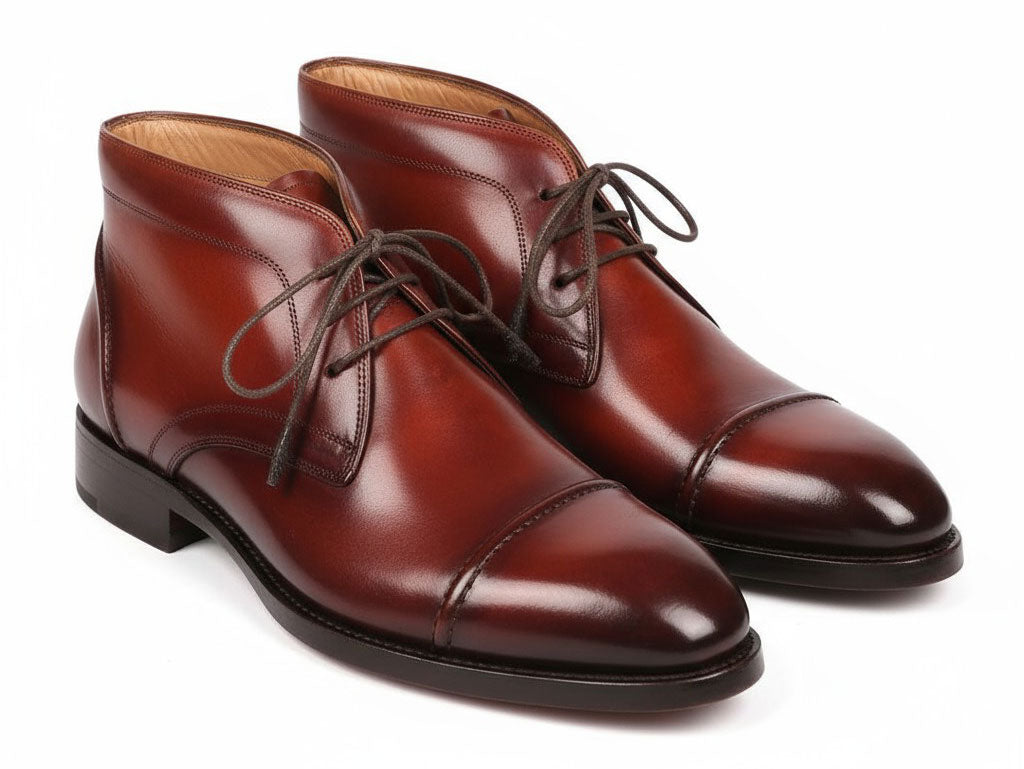 Paul Parkman Men's Cap Toe Chukka Boots Brown (ID#144BRW68) EU 38
