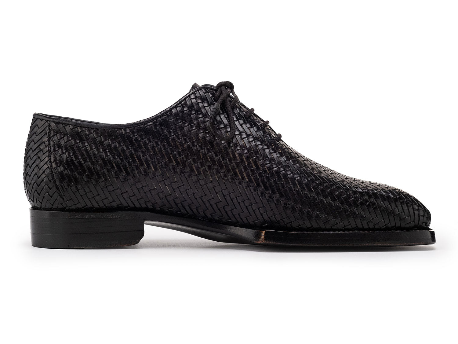 Paul Parkman Black Woven Leather Hand-Welted Oxford Shoes for Men (ID#144WN72) EU 44 - US 10.5 / 11 Paul Parkman Black Woven Leather Hand-Welted Oxford Shoes for Men (ID#144WN72) EU 44 - US 10.5 / 11
