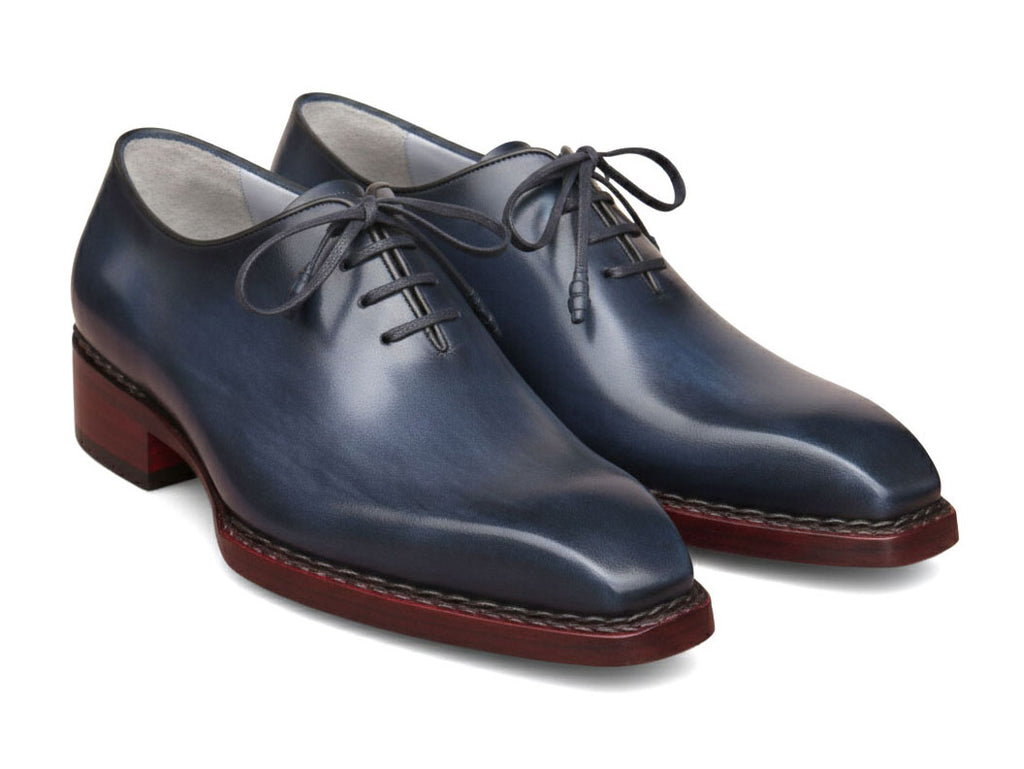 Paul Parkman Norwegian Welted Seamless Wholecut Oxford Shoes Navy Blue (ID#1549-NVY)