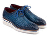 Paul Parkman Men's Blue Woven Leather Smart Casual Shoes (ID#182-WVN-BLU)