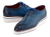 Paul Parkman Men's Blue Woven Leather Smart Casual Shoes (ID#182-WVN-BLU)