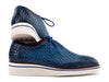 Paul Parkman Men's Blue Woven Leather Smart Casual Shoes (ID#182-WVN-BLU)