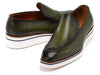Paul Parkman Men's Smart Casual Perforated Leather Loafers Green (ID#186-PR-GRN)