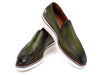 Paul Parkman Men's Smart Casual Perforated Leather Loafers Green (ID#186-PR-GRN)