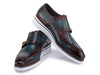 Paul Parkman Men's Smart Casual Monkstraps Blue & Bordeaux Patina (ID#189-BLU-BRD)