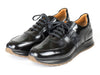 Paul Parkman Men's Black Polished Leather Sneakers (ID#LP208BLK)