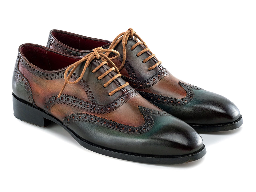 Paul Parkman Wingtip Oxfords Green Hand-painted Calfskin (ID#228-GRN)