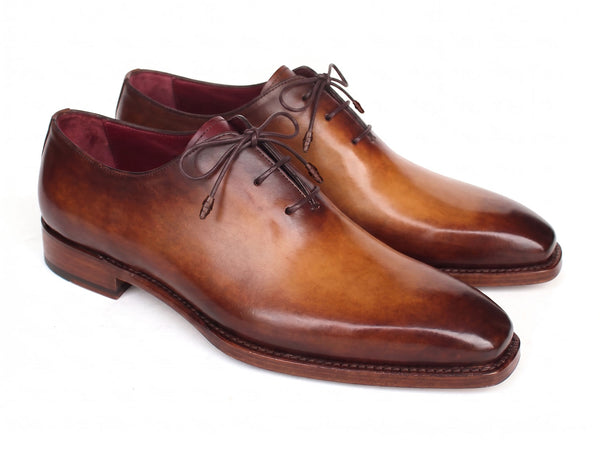 Paul Parkman Men's Goodyear Welted Three Eyelet Wholecut Oxfords Tan Burnished (ID#22TAN87)