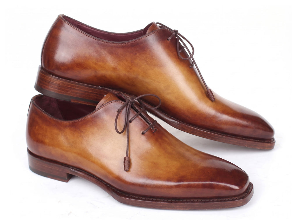 Paul Parkman Men's Goodyear Welted Three Eyelet Wholecut Oxfords Tan Burnished (ID#22TAN87)