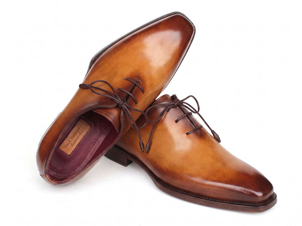 Paul Parkman Men's Goodyear Welted Three Eyelet Wholecut Oxfords Tan Burnished (ID#22TAN87)