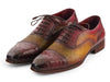 Paul Parkman Men's Genuine Ostrich Captoe Oxfords Green & Burgundy (ID#24XS11)