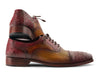 Paul Parkman Men's Genuine Ostrich Captoe Oxfords Green & Burgundy (ID#24XS11)