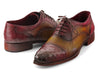 Paul Parkman Men's Genuine Ostrich Captoe Oxfords Green & Burgundy (ID#24XS11)