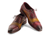 Paul Parkman Men's Genuine Ostrich Captoe Oxfords Green & Burgundy (ID#24XS11)