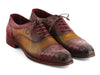 Paul Parkman Men's Genuine Ostrich Captoe Oxfords Green & Burgundy (ID#24XS11)