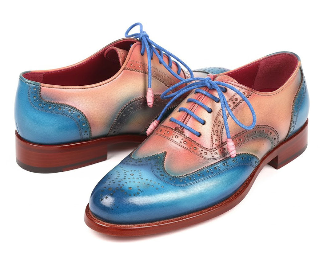 Paul Parkman Blue & Pink Wingtip Oxfords Goodyear Welted (ID#027-BLUPNK) EU 46 - US 12 / 12.5 Paul Parkman Blue & Pink Wingtip Oxfords Goodyear Welted (ID#027-BLUPNK) EU 46 - US 12 / 12.5