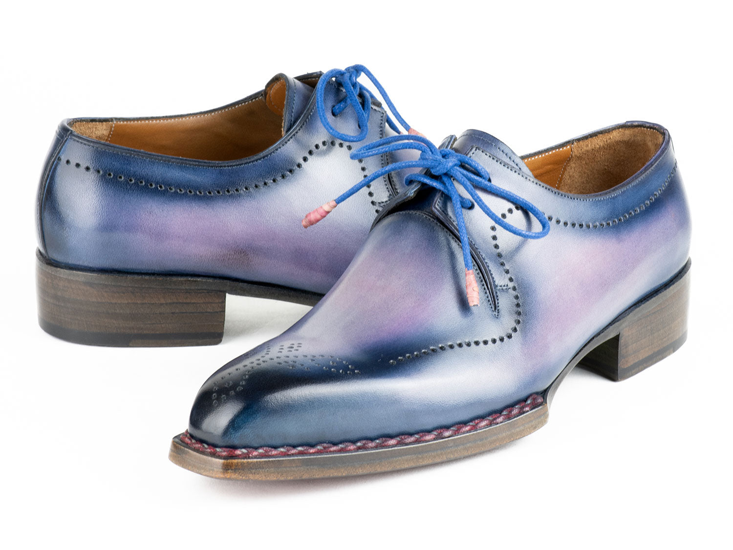 Paul Parkman Men's Hand-Welted Pink & Navy Leather Derby Shoes (ID#599F67) EU 43 - US 9.5 / 10 Paul Parkman Men's Hand-Welted Pink & Navy Leather Derby Shoes (ID#599F67) EU 43 - US 9.5 / 10