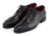 Paul Parkman Men's Black Woven Leather Cap Toe Oxford Shoes (ID#49851-BLK)