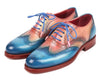 Paul Parkman Blue & Pink Wingtip Oxfords Goodyear Welted (ID#027-BLUPNK)