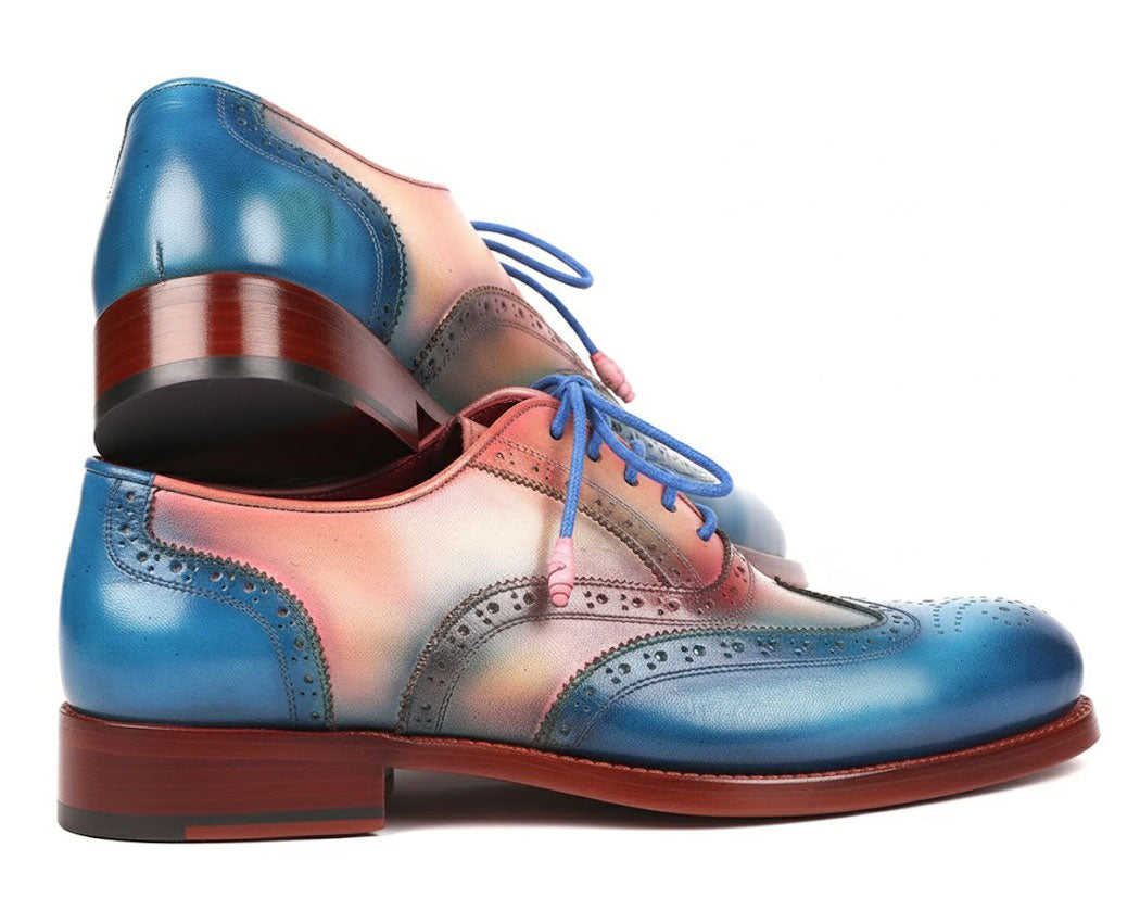 pink and blue dress shoes Ms. Adler Colorblock Pink/Burgundy/Blue Leather Lug Penny Loafers