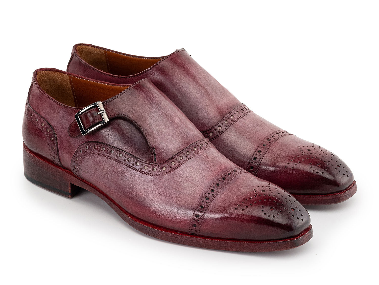 Paul Parkman Men's Cap Toe Monkstrap Shoes Burgundy (ID#65BUR28) PAUL PARKMAN Handmade Shoes Paul Parkman Men's Cap Toe Monkstrap Shoes Burgundy (ID#65BUR28) PAUL PARKMAN Handmade Shoes