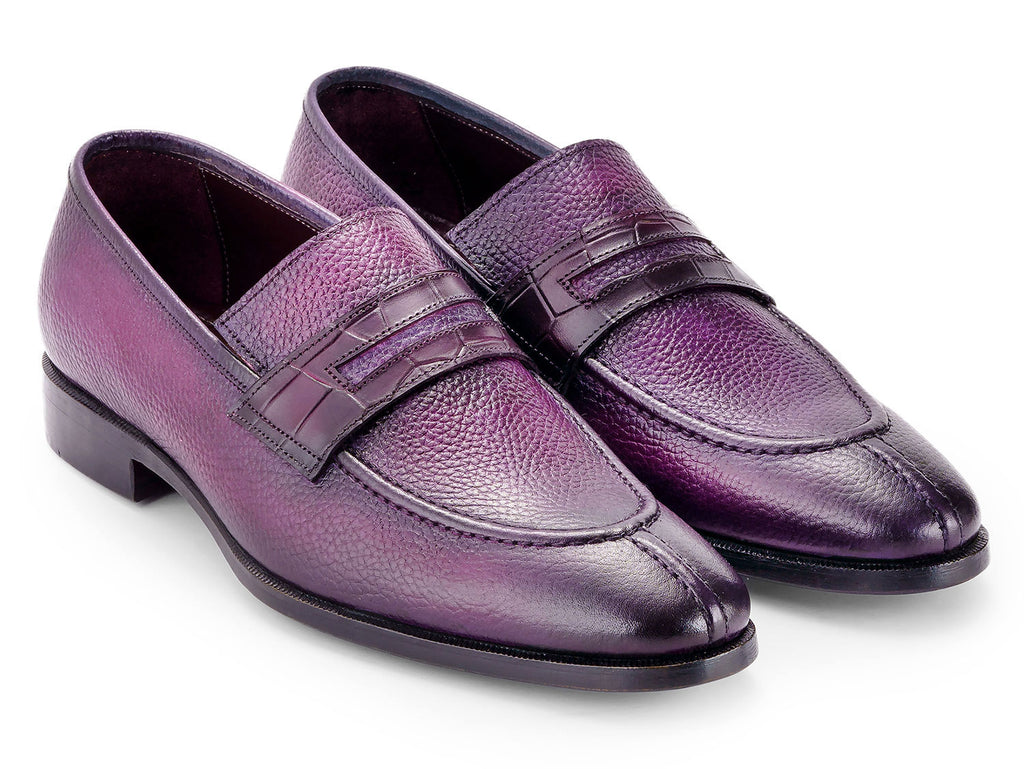 Paul Parkman Men's Split Toe Loafer Shoes Purple (ID#694PR87)