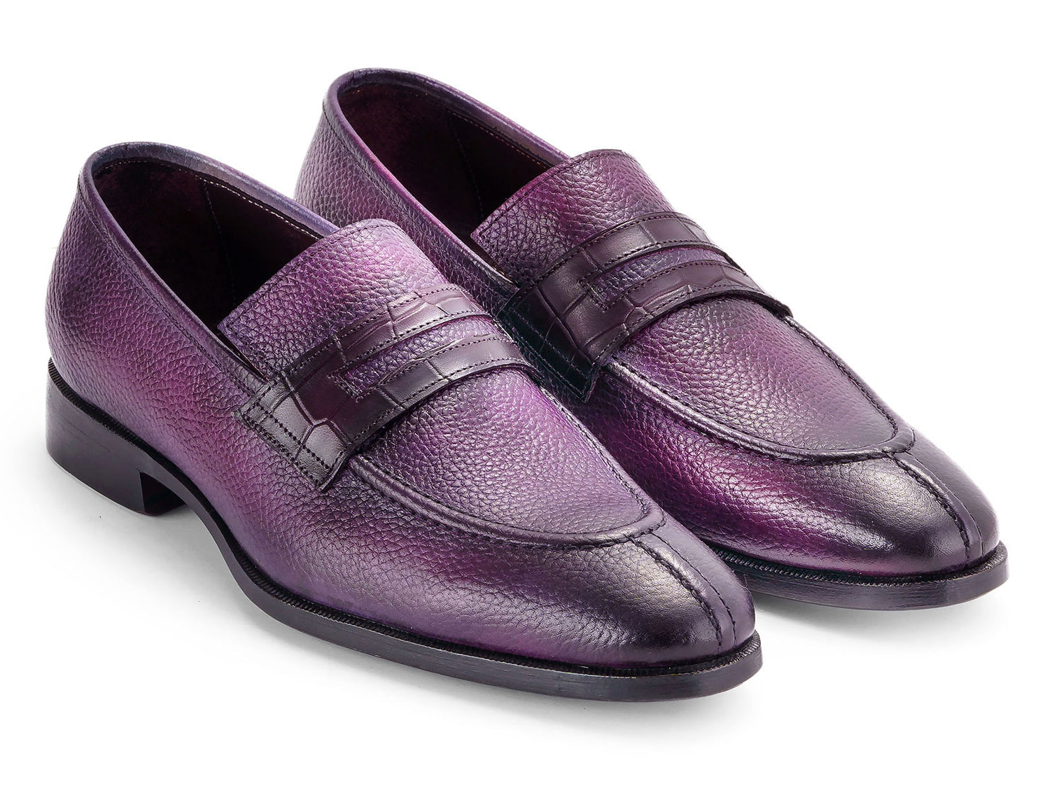 mens purple dress loafers Leather Men's Purple Penny Loafers