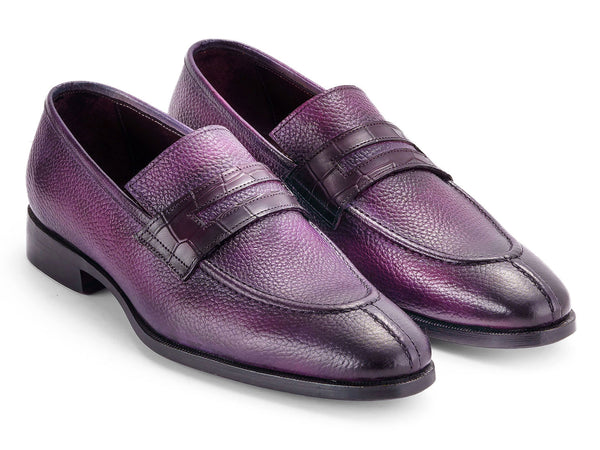 Paul Parkman Men's Split Toe Loafer Shoes Purple (ID#694PR87)