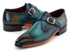 Paul Parkman Men's Single Monkstrap Shoes Turquoise & Brown (ID#69V7U)