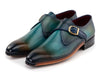 Paul Parkman Men's Single Monkstrap Shoes Turquoise & Brown (ID#69V7U)