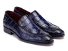 Paul Parkman Croco Textured Leather Loafer Blue (ID#7339-BLU)