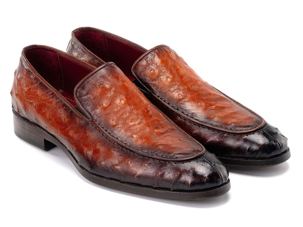 Paul Parkman Genuine Ostrich Skin Loafers Brown (ID#73954-BRW)