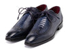 Paul Parkman Men's Navy Blue Genuine Ostrich Leg & Calfskin Derby Shoes (ID#788NV61)
