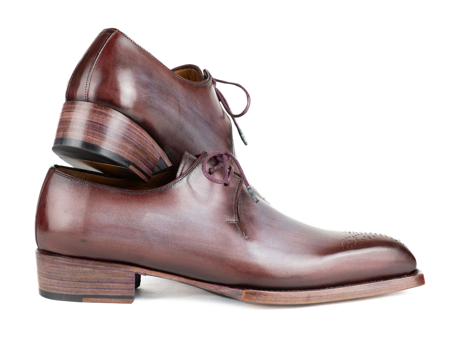 Paul Parkman Goodyear Welted Derby Shoes Ice Blue & Bordeaux (ID#468G61) EU 40 - US 7.5 Paul Parkman Goodyear Welted Derby Shoes Ice Blue & Bordeaux (ID#468G61) EU 40 - US 7.5