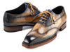 Paul Parkman Goodyear Welted Men's Wingtip Oxfords Camel & Navy (ID#81CML62)