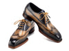 Paul Parkman Goodyear Welted Men's Wingtip Oxfords Camel & Navy (ID#81CML62)