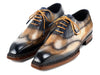 Paul Parkman Goodyear Welted Men's Wingtip Oxfords Camel & Navy (ID#81CML62)