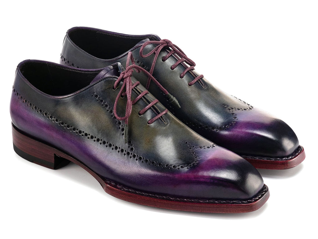 Paul Parkman Goodyear Welted Men's Wingtip Oxfords Purple & Grey (ID#81PRY73)