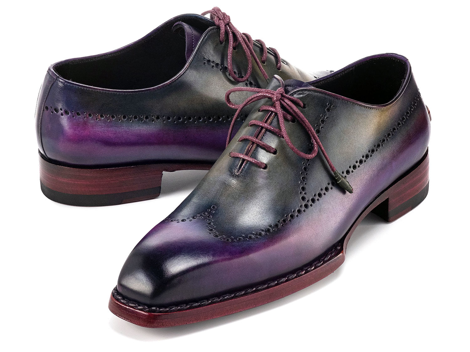 Paul Parkman Goodyear Welted Men's Wingtip Oxfords Purple & Grey (ID#81PRY73) EU 45 Paul Parkman Goodyear Welted Men's Wingtip Oxfords Purple & Grey (ID#81PRY73) EU 45