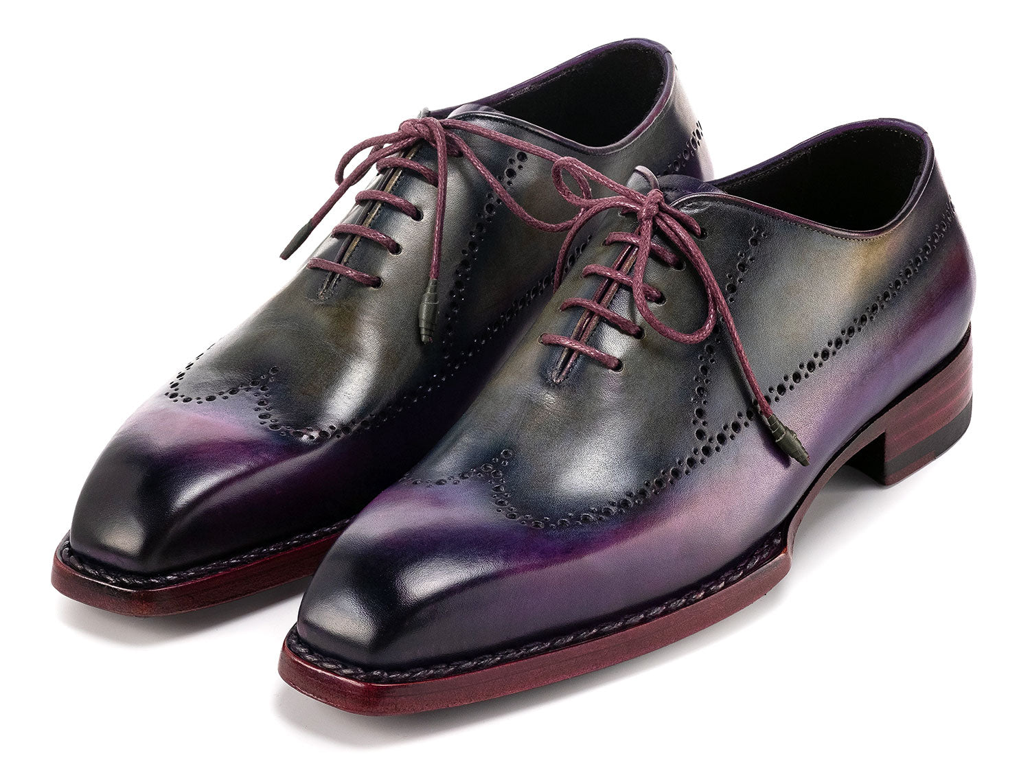 Paul Parkman Goodyear Welted Men's Wingtip Oxfords Purple & Grey (ID#81PRY73) EU 45 - US 11.5 Paul Parkman Goodyear Welted Men's Wingtip Oxfords Purple & Grey (ID#81PRY73) EU 45 - US 11.5
