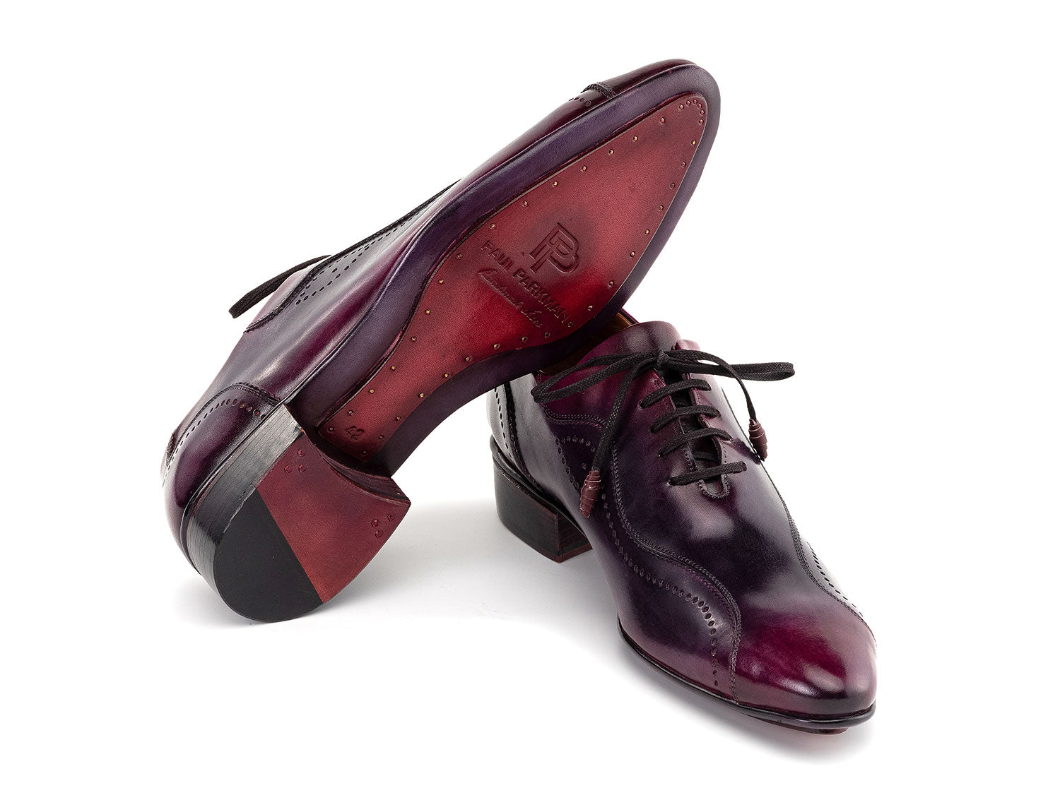 Paul Parkman Handmade Lace-Up Casual Shoes For Men Purple Burnished (ID#84654-PRP) EU 41