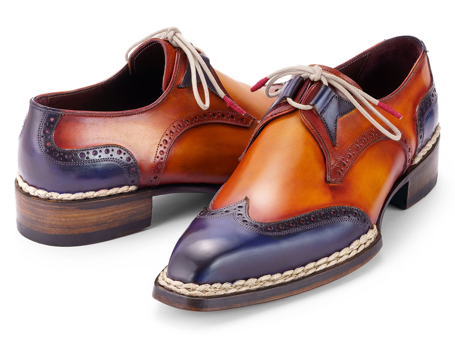 Paul Parkman Norwegian Welted Wingtip Men's Dress Shoes Blue & Camel (ID#8505-BLC) EU 43 - US 9.5 / 10 Paul Parkman Norwegian Welted Wingtip Men's Dress Shoes Blue & Camel (ID#8505-BLC) EU 43 - US 9.5 / 10