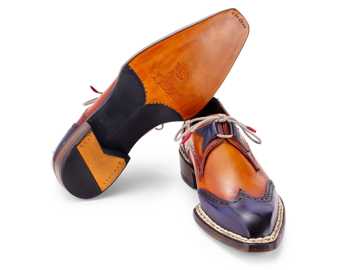 Paul Parkman Norwegian Welted Wingtip Men's Dress Shoes Blue & Camel (ID#8505-BLC) EU 43 - US 9.5 / 10 Paul Parkman Norwegian Welted Wingtip Men's Dress Shoes Blue & Camel (ID#8505-BLC) EU 43 - US 9.5 / 10
